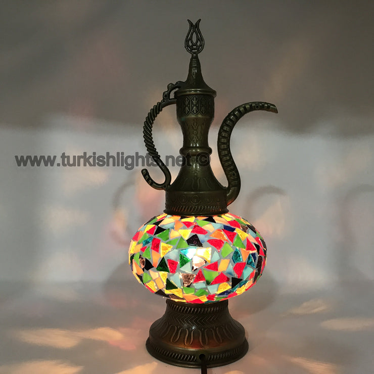 MOSAIC TABLE LAMP, PITCHER (IBRIK) - LARGE GLOBE - TurkishLights.NET