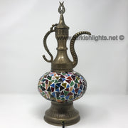 MOSAIC TABLE LAMP, PITCHER (IBRIK) - LARGE GLOBE - TurkishLights.NET