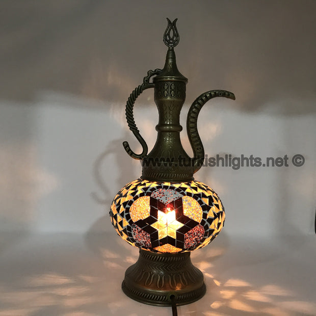 MOSAIC TABLE LAMP, PITCHER (IBRIK) - LARGE GLOBE - TurkishLights.NET