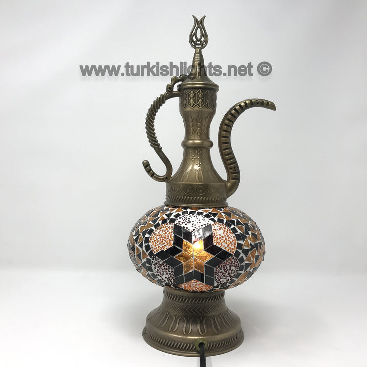 MOSAIC TABLE LAMP, PITCHER (IBRIK) - LARGE GLOBE - TurkishLights.NET