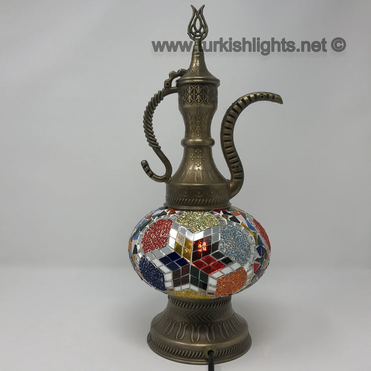 MOSAIC TABLE LAMP, PITCHER (IBRIK) - LARGE GLOBE - TurkishLights.NET