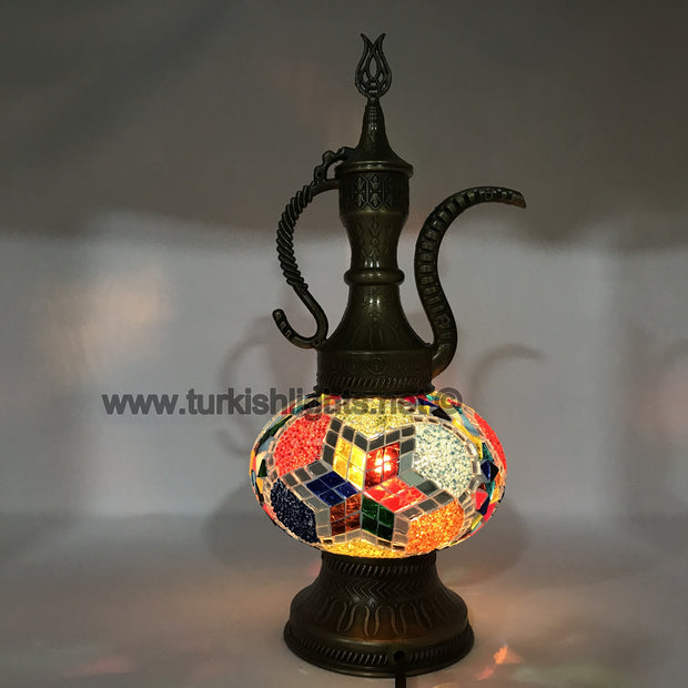 MOSAIC TABLE LAMP, PITCHER (IBRIK) - LARGE GLOBE - TurkishLights.NET