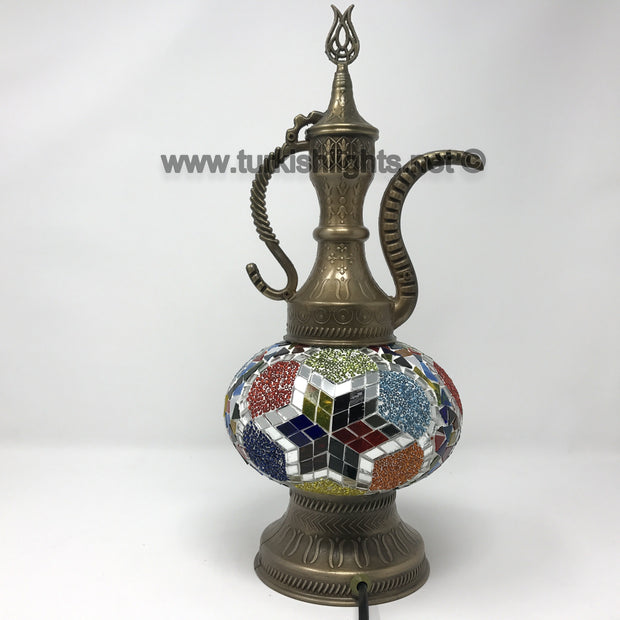 MOSAIC TABLE LAMP, PITCHER (IBRIK) - LARGE GLOBE - TurkishLights.NET