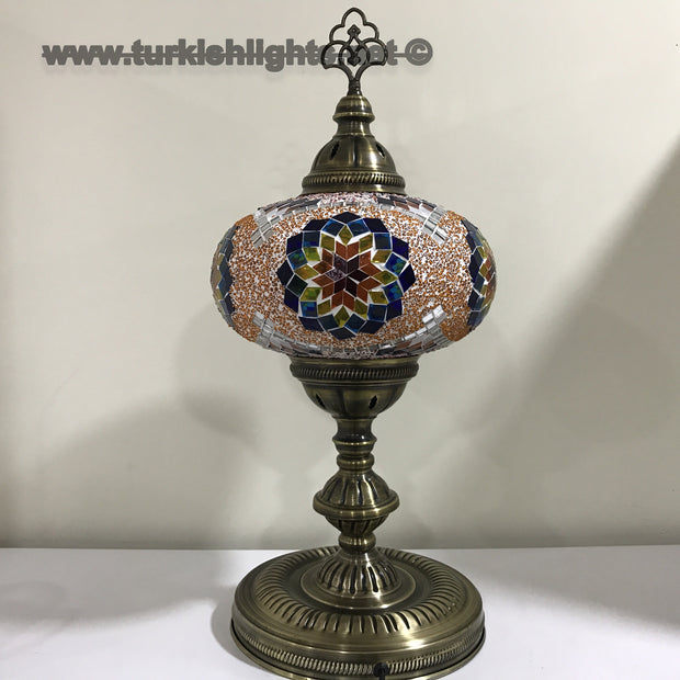 Turkish Mosaic Table Lamp, Extra Large Globe (NO5 GLOBE) - TurkishLights.NET