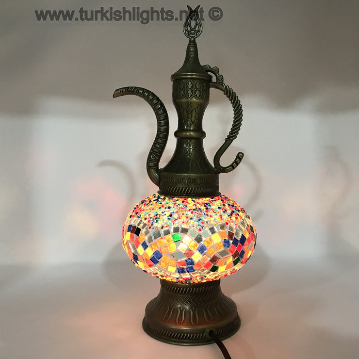 MOSAIC TABLE LAMP, PITCHER (IBRIK) - LARGE GLOBE - TurkishLights.NET