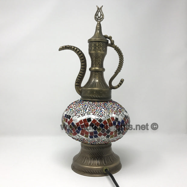 MOSAIC TABLE LAMP, PITCHER (IBRIK) - LARGE GLOBE - TurkishLights.NET