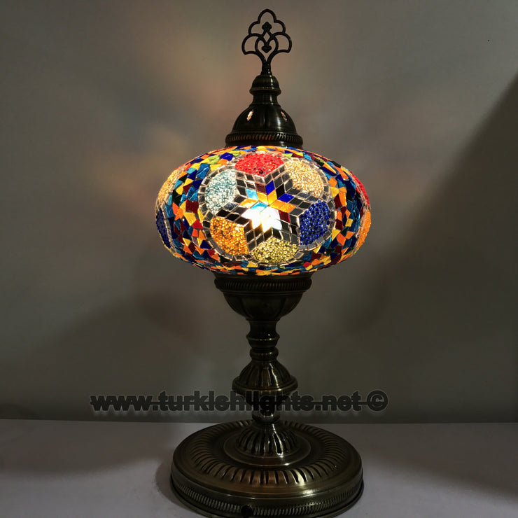 Turkish Mosaic Table Lamp, Extra Large Globe (NO5 GLOBE) - TurkishLights.NET