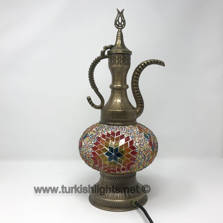 MOSAIC TABLE LAMP, PITCHER (IBRIK) - LARGE GLOBE - TurkishLights.NET