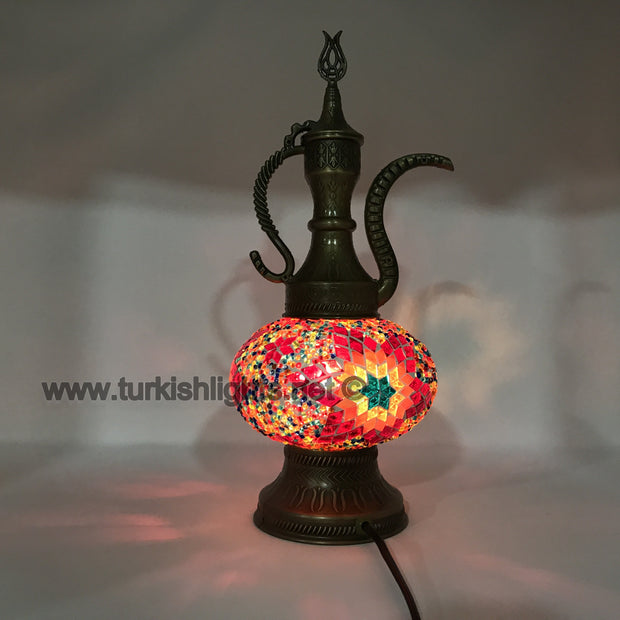 MOSAIC TABLE LAMP, PITCHER (IBRIK) - LARGE GLOBE - TurkishLights.NET