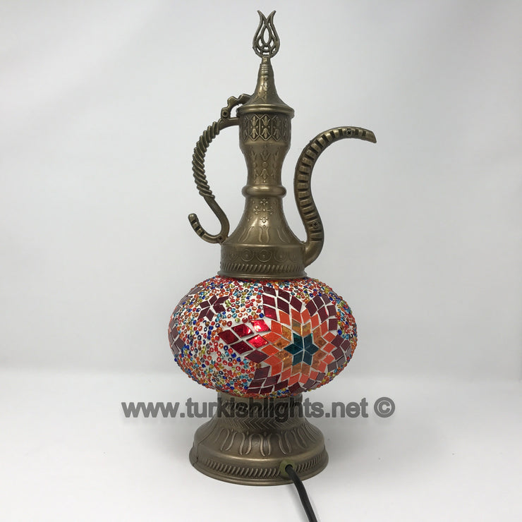 MOSAIC TABLE LAMP, PITCHER (IBRIK) - LARGE GLOBE - TurkishLights.NET