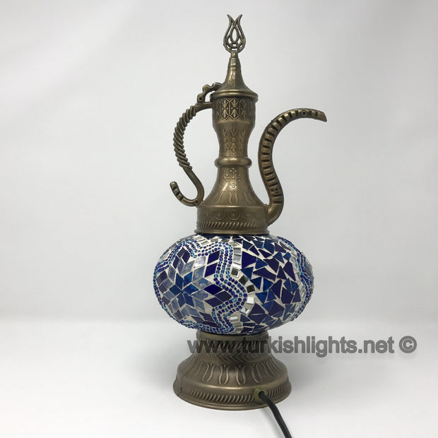 MOSAIC TABLE LAMP, PITCHER (IBRIK) - LARGE GLOBE - TurkishLights.NET