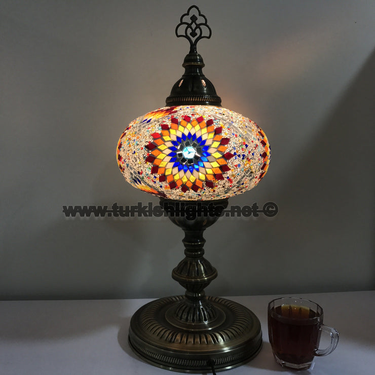 Turkish Mosaic Table Lamp, Extra Large Globe (NO5 GLOBE) - TurkishLights.NET