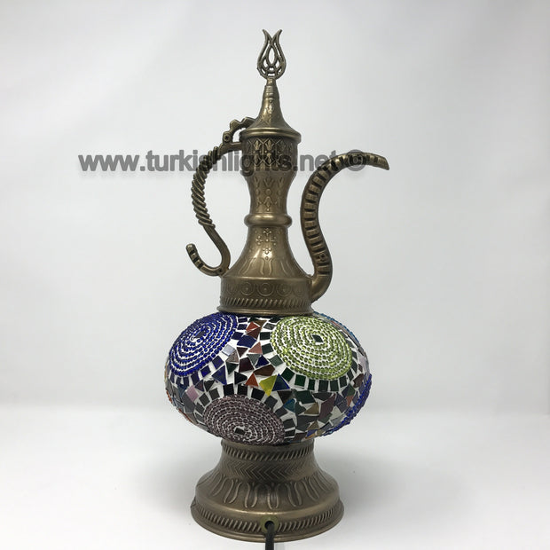 MOSAIC TABLE LAMP, PITCHER (IBRIK) - LARGE GLOBE - TurkishLights.NET