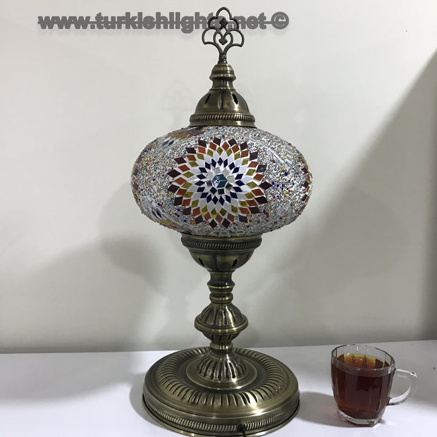 Turkish Mosaic Table Lamp, Extra Large Globe (NO5 GLOBE) - TurkishLights.NET