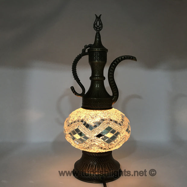 MOSAIC TABLE LAMP, PITCHER (IBRIK) - LARGE GLOBE - TurkishLights.NET