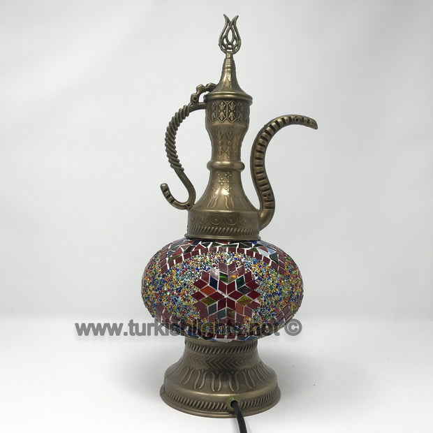 MOSAIC TABLE LAMP, PITCHER (IBRIK) - LARGE GLOBE - TurkishLights.NET