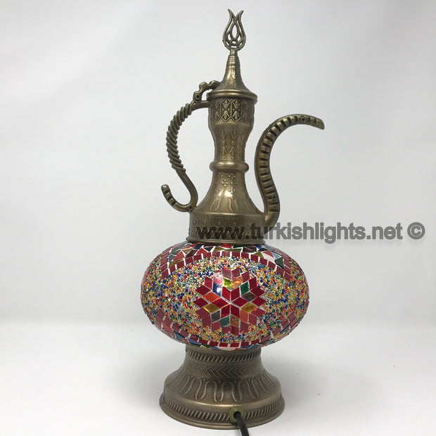 MOSAIC TABLE LAMP, PITCHER (IBRIK) - LARGE GLOBE - TurkishLights.NET