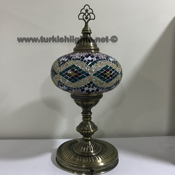 Turkish Mosaic Table Lamp, Extra Large Globe (NO5 GLOBE) - TurkishLights.NET