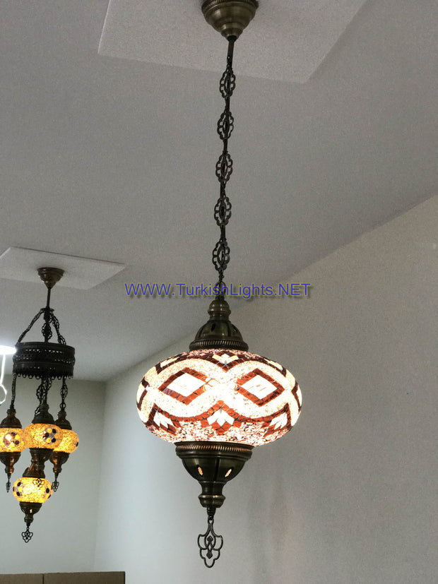 Turkish Handmade Mosaic  Hanging Lamp - Extra Large Globe - TurkishLights.NET