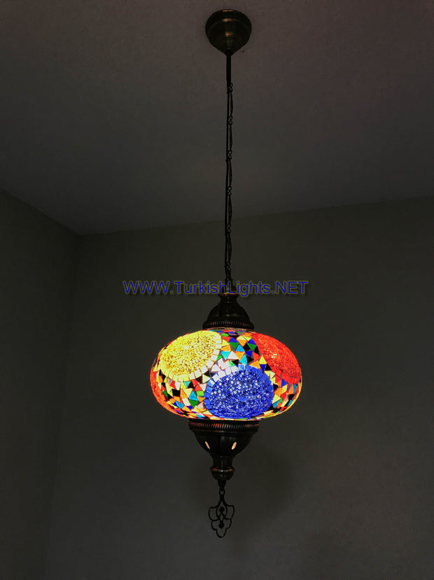 Turkish Handmade Mosaic  Hanging Lamp - Extra Large Globe - TurkishLights.NET