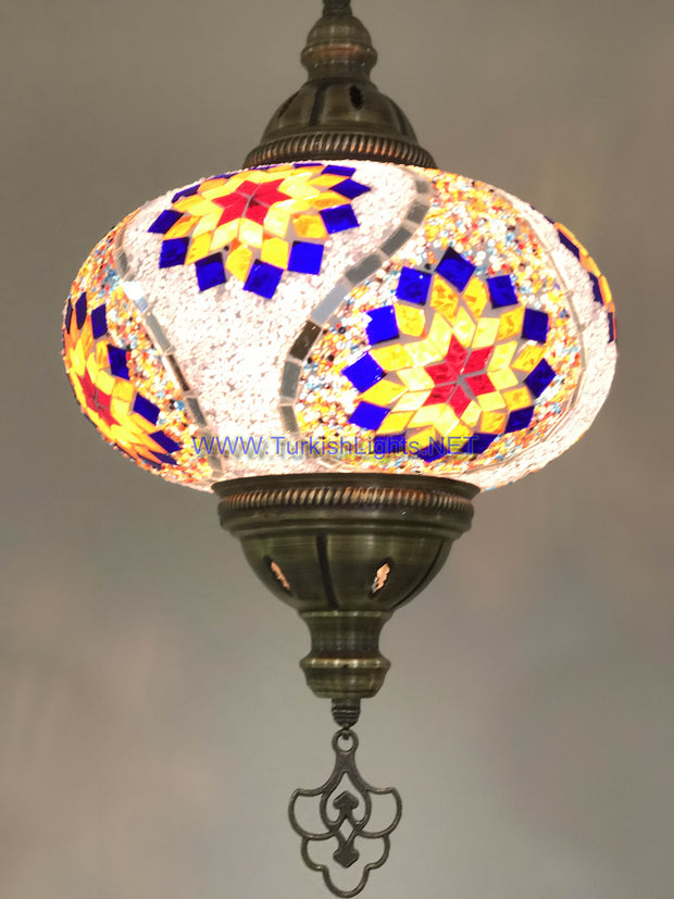 Turkish Handmade Mosaic  Hanging Lamp - Extra Large Globe - TurkishLights.NET