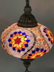 Turkish Handmade Mosaic  Hanging Lamp - Extra Large Globe - TurkishLights.NET