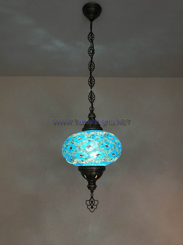 Turkish Handmade Mosaic  Hanging Lamp - Extra Large Globe - TurkishLights.NET