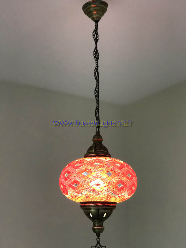 Turkish Handmade Mosaic  Hanging Lamp - Extra Large Globe - TurkishLights.NET