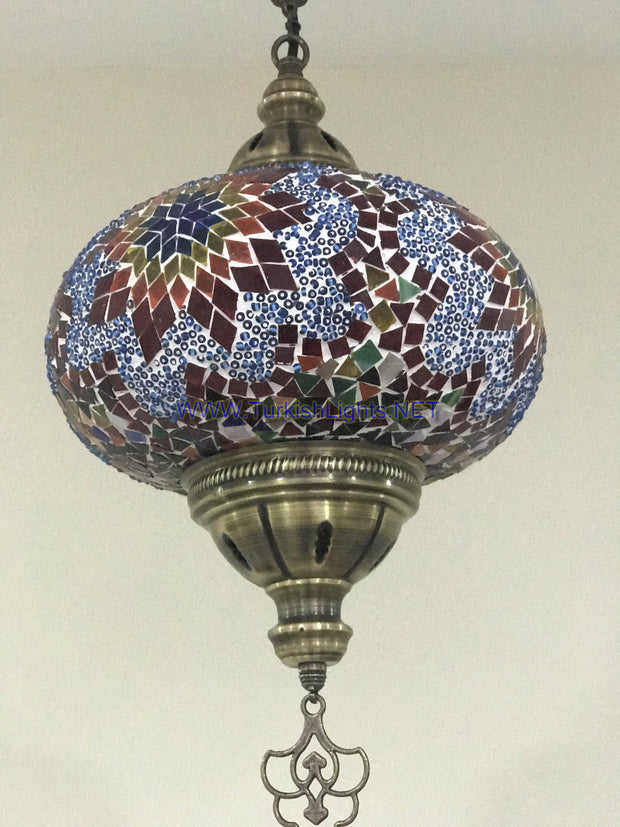 Turkish Handmade Mosaic  Hanging Lamp - Extra Large Globe - TurkishLights.NET