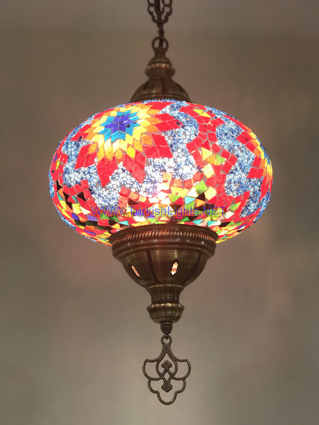 Turkish Handmade Mosaic  Hanging Lamp - Extra Large Globe - TurkishLights.NET