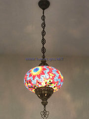 Turkish Handmade Mosaic  Hanging Lamp - Extra Large Globe - TurkishLights.NET