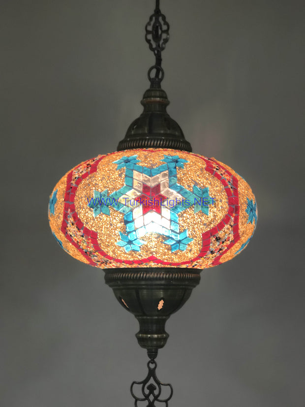 Turkish Handmade Mosaic  Hanging Lamp - Extra Large Globe - TurkishLights.NET