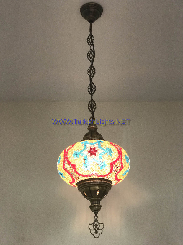 Turkish Handmade Mosaic  Hanging Lamp - Extra Large Globe - TurkishLights.NET