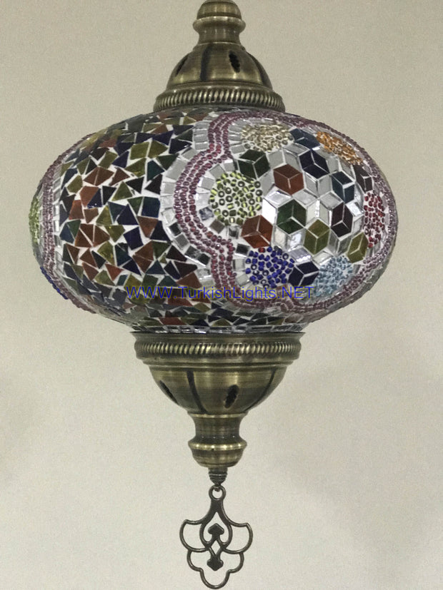 Turkish Handmade Mosaic  Hanging Lamp - Extra Large Globe - TurkishLights.NET