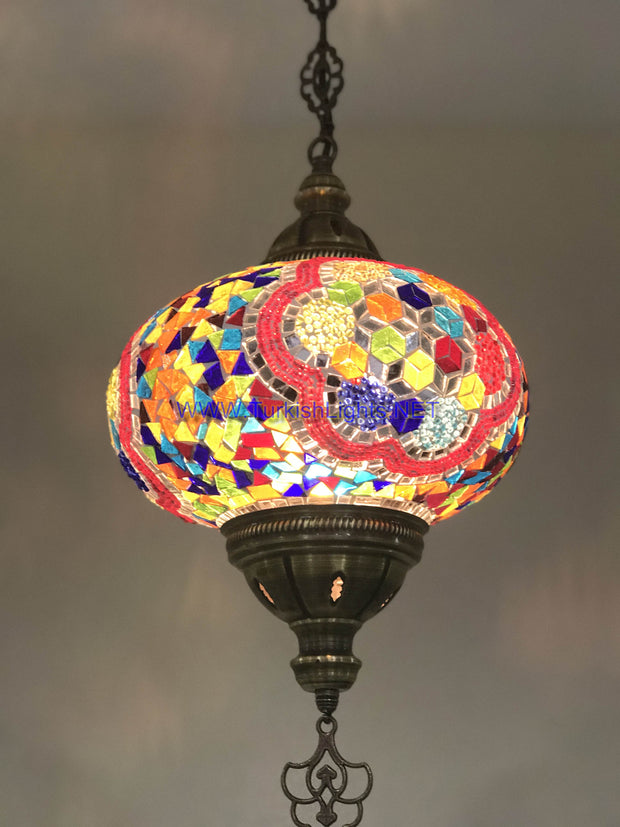 Turkish Handmade Mosaic  Hanging Lamp - Extra Large Globe - TurkishLights.NET