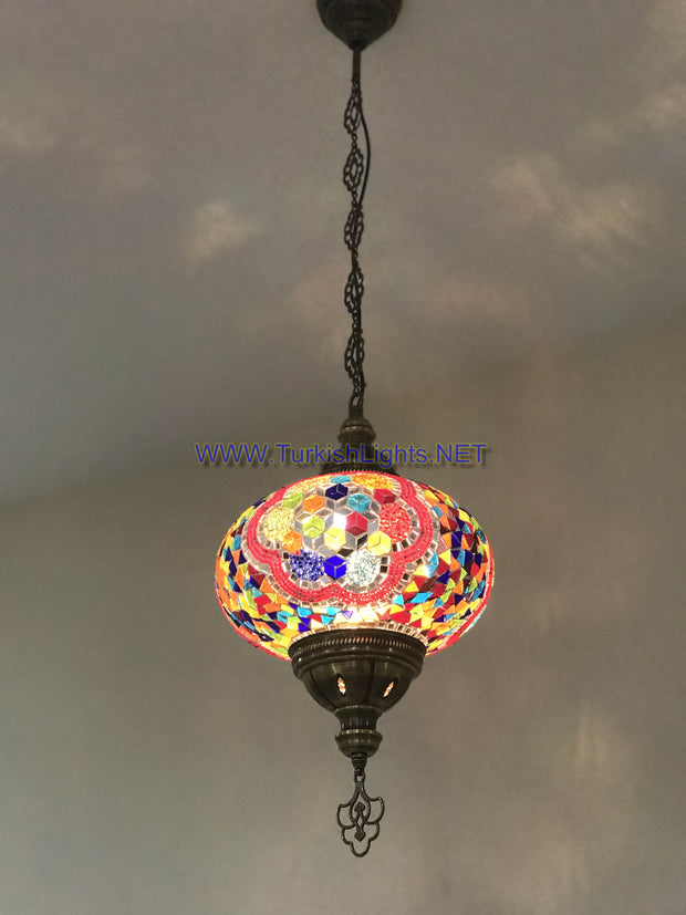 Turkish Handmade Mosaic  Hanging Lamp - Extra Large Globe - TurkishLights.NET