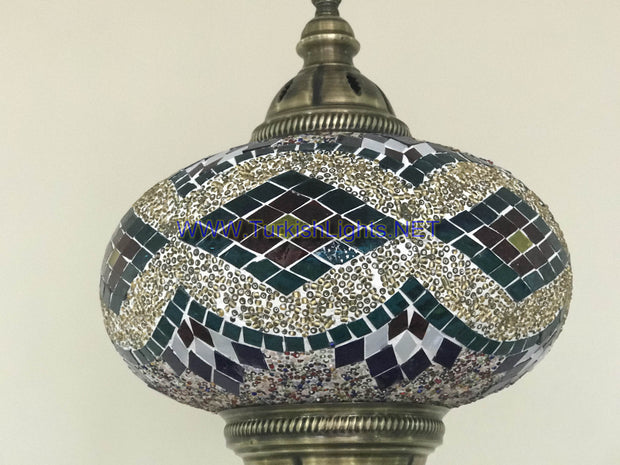 Turkish Handmade Mosaic  Hanging Lamp - Extra Large Globe - TurkishLights.NET