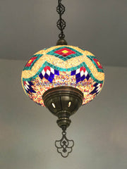 Turkish Handmade Mosaic  Hanging Lamp - Extra Large Globe - TurkishLights.NET