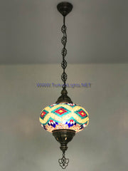 Turkish Handmade Mosaic  Hanging Lamp - Extra Large Globe - TurkishLights.NET