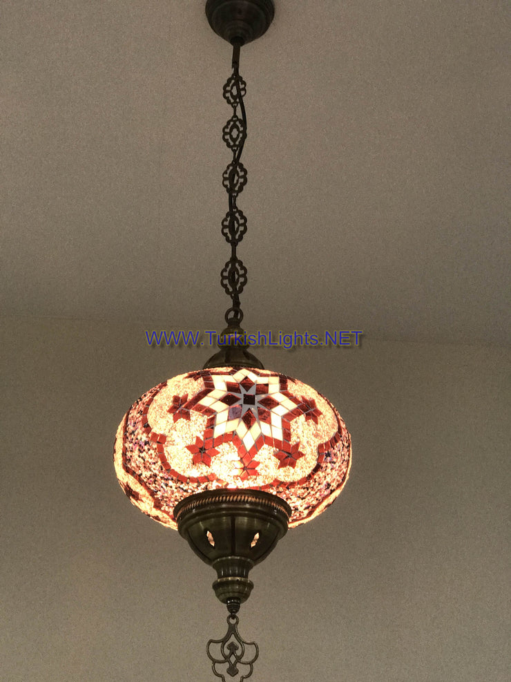 Turkish Handmade Mosaic  Hanging Lamp - Extra Large Globe - TurkishLights.NET