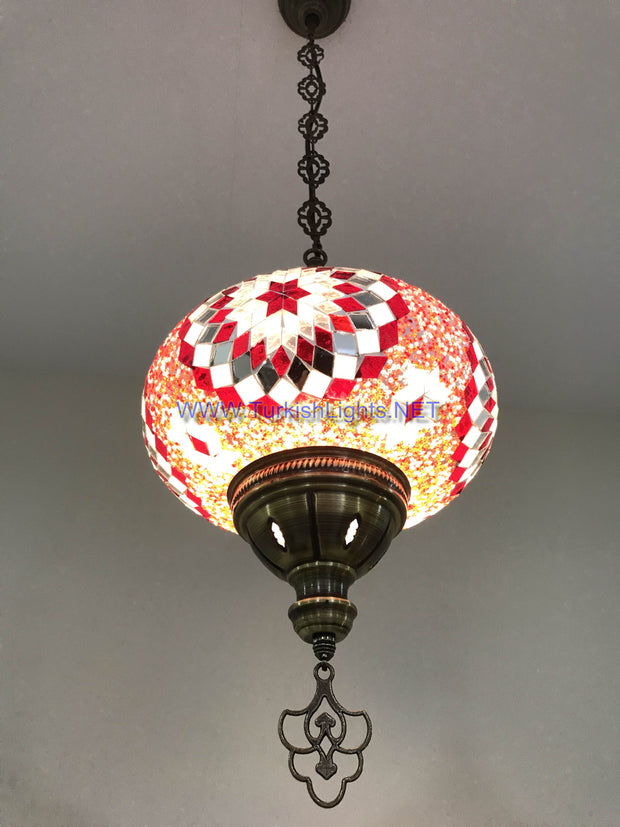 Turkish Handmade Mosaic  Hanging Lamp - Extra Large Globe - TurkishLights.NET