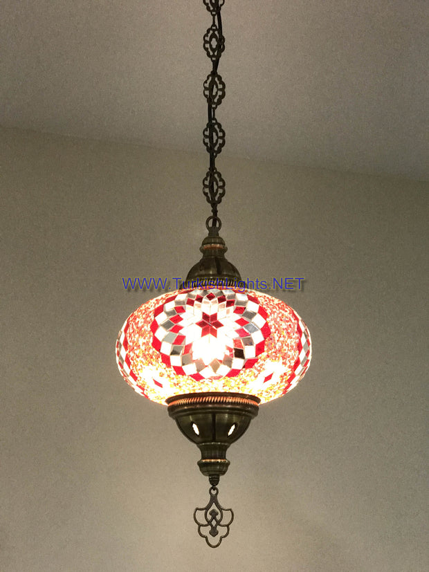 Turkish Handmade Mosaic  Hanging Lamp - Extra Large Globe - TurkishLights.NET