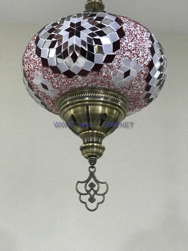 Turkish Handmade Mosaic  Hanging Lamp - Extra Large Globe - TurkishLights.NET