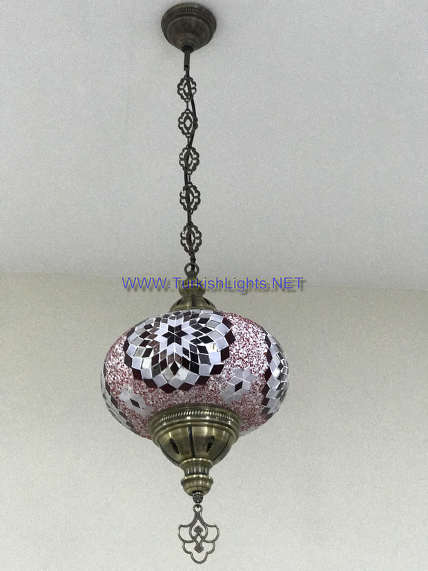 Turkish Handmade Mosaic  Hanging Lamp - Extra Large Globe - TurkishLights.NET