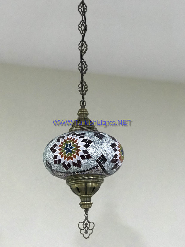 Turkish Handmade Mosaic  Hanging Lamp - Extra Large Globe - TurkishLights.NET