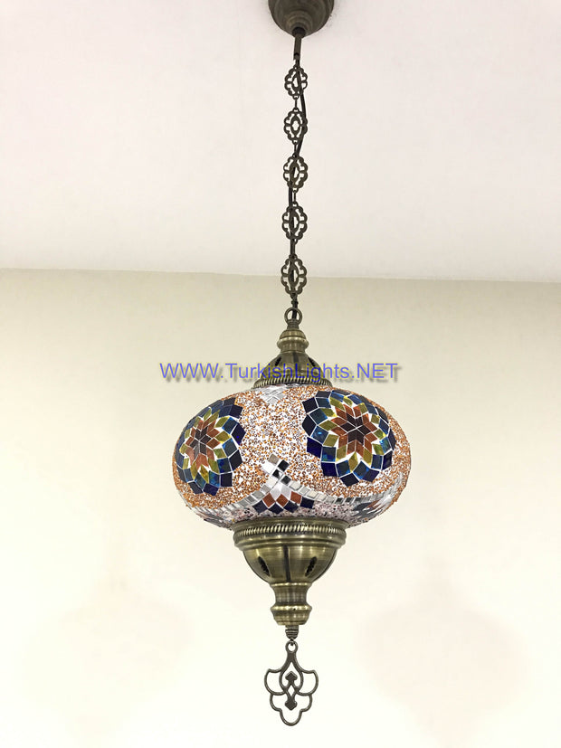 Turkish Handmade Mosaic  Hanging Lamp - Extra Large Globe - TurkishLights.NET