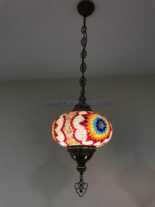 Turkish Handmade Mosaic  Hanging Lamp - Extra Large Globe - TurkishLights.NET