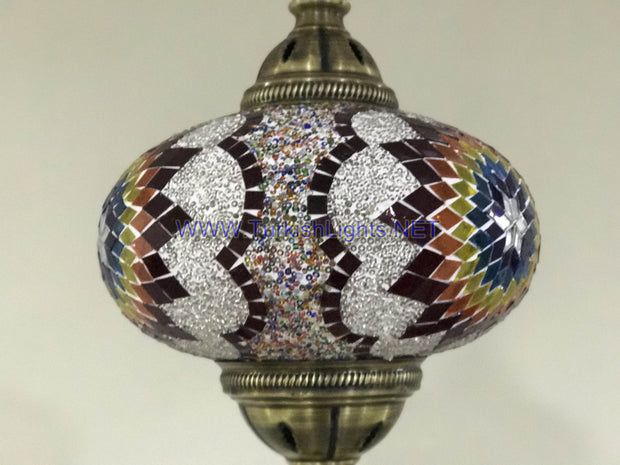 Turkish Handmade Mosaic  Hanging Lamp - Extra Large Globe - TurkishLights.NET