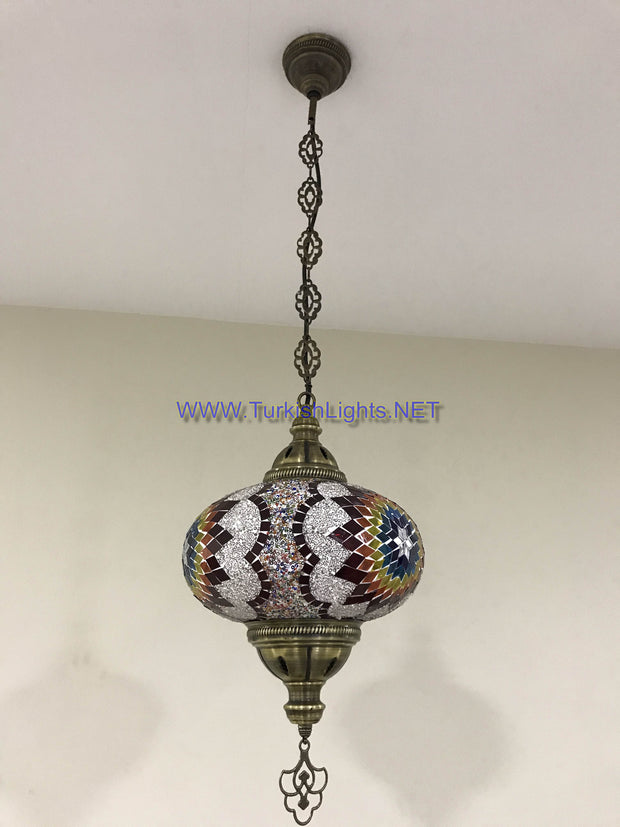 Turkish Handmade Mosaic  Hanging Lamp - Extra Large Globe - TurkishLights.NET