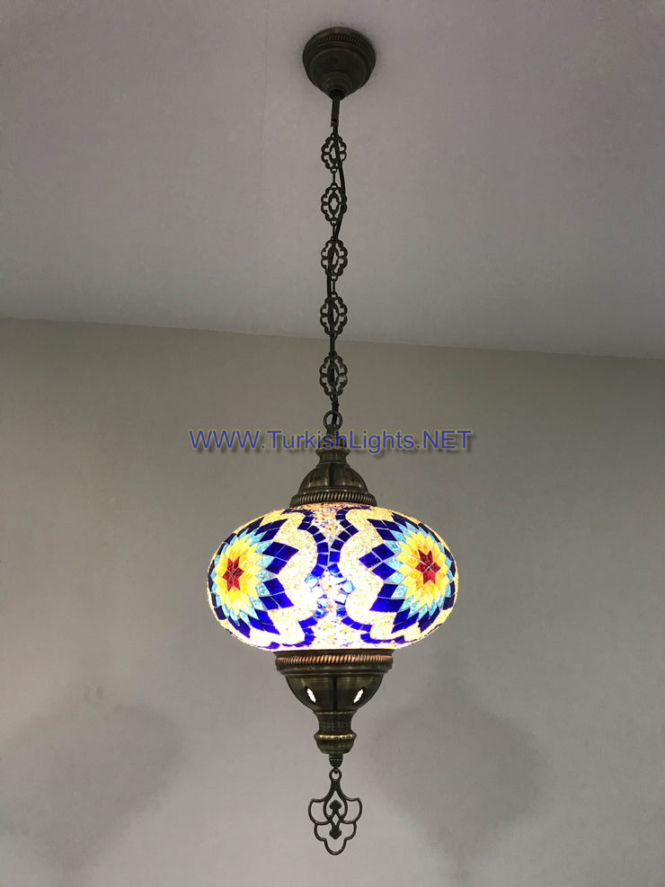 Turkish Handmade Mosaic  Hanging Lamp - Extra Large Globe - TurkishLights.NET